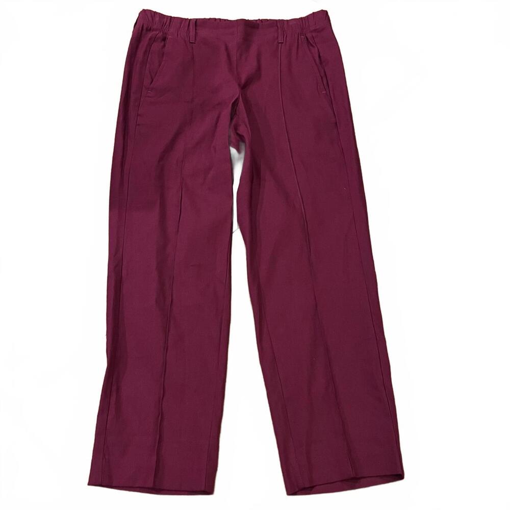 J.Jill Linen Stretch Petite Pants Burgundy Size Small Office Comfort Business